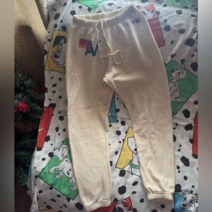 Aviator nation Cream sweatpants with blue logo good condition no flaws xs